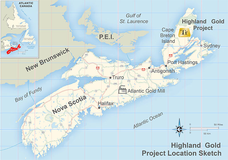 Figure 1: Location of Highland Gold Property